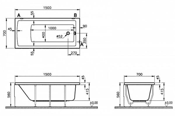 Акриловая ванна VitrA Neon 52510001000 150x70