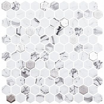 Мозаика Hex Marmoreal Fosco Silver 30.1x29