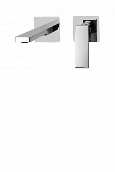 Смеситель для раковины встраиваемый с изливом 200мм с накладками 70х70мм, Хром