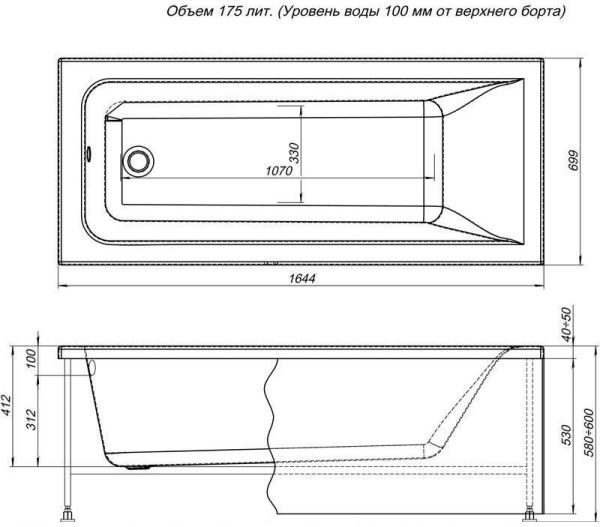 Акриловая ванна Aquanet Bright 165x70 (+ шторка Aquanet Alfa 4 NF6222-pivot) Акриловая ванна Aquanet Bright 165x70 (+ шторка Aquanet Alfa 4 NF6222-pivot)