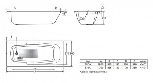 Стальная ванна BLB Atlantica HG 180x80 см