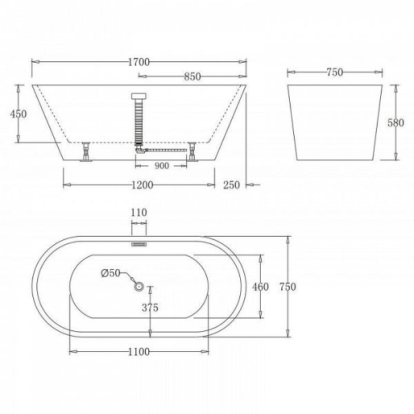 Акриловая ванна BelBagno BB61-1700 170x80 Акриловая ванна BelBagno BB61-1700 170x80