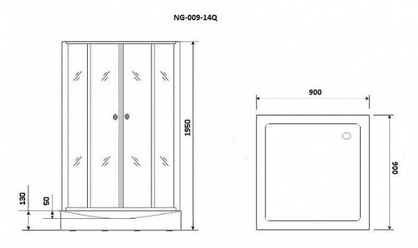 Душевой уголок Niagara Eco NG-009-14Q BLACK 90х90х195 стекло мозаика Душевой уголок Niagara Eco NG-009-14Q BLACK 90х90х195 стекло мозаика