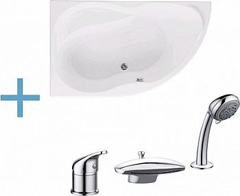 Акриловая ванна Aquanet Graciosa 150x90 L (каркас + смеситель Aquanet Practic 2 AF111-63B)