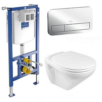 Комплект Villeroy & Boch O.novo/Omnia 76821001 подвесной унитаз+ инсталляция 92246100 с кнопкой+ сиденье 76821001/1