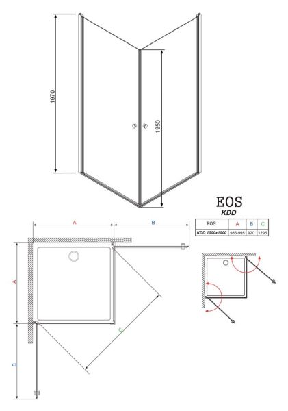 Душевой уголок Radaway EOS KDD 100x100x197 см стекло прозрачное Душевой уголок Radaway EOS KDD 100x100x197 см стекло прозрачное