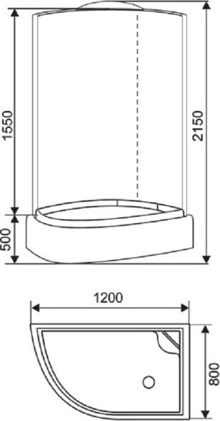 Душевая кабина Arcus AS-109R 120x80 см правая стекла серые тонированные