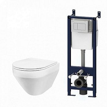 Комплект унитаз с инсталляцией и клавишей Am.Pm Spirit IS301.701700 белый с сиденьем с микролифтом