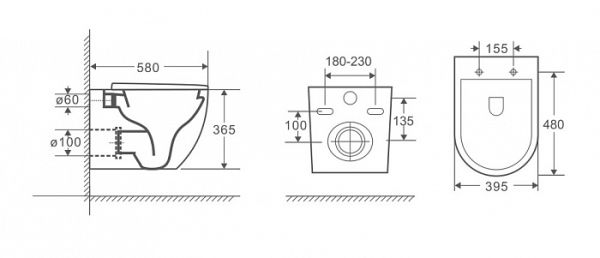 Унитаз подвесной Grossman GR-4451S безободковый с тонкой крышкой
