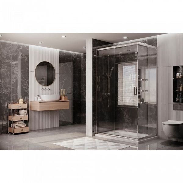 Душевой уголок Ambassador Kingston 14011101 120x80x200 профиль хром, стекло прозрачное
