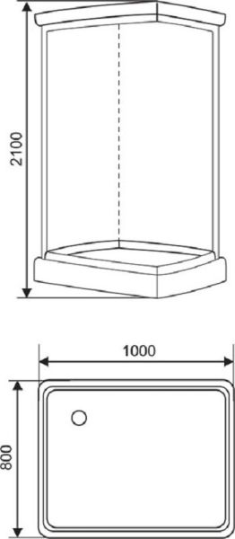 Душевая кабина Arcus Style S-47 100x80 см двери матовые фактурные задние стекла белые матовые