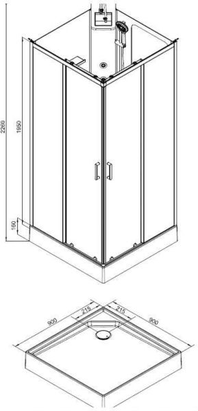 Душевая кабина Aquanet Passion S 90x90, прозрачное стекло