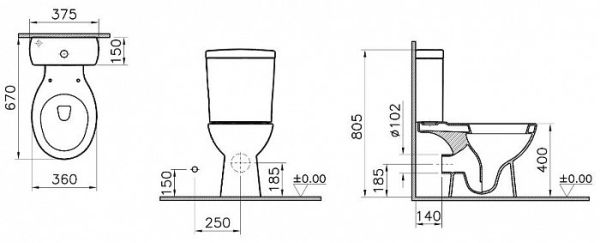 Унитаз-компакт Norm Nord 9845B099-7201 с микролифтом