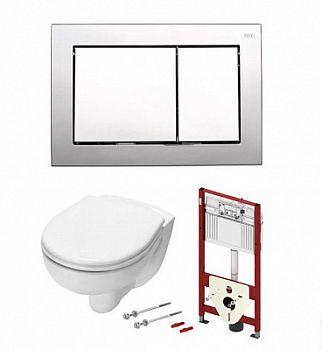 Комплект TECE Base 9400006.WC1 подвесной унитаз+ инсталляция+ кнопка смыва хром глянцевый
