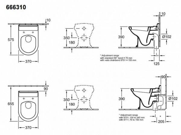 Унитаз приставной Villeroy & Boch Hommage 666310R2