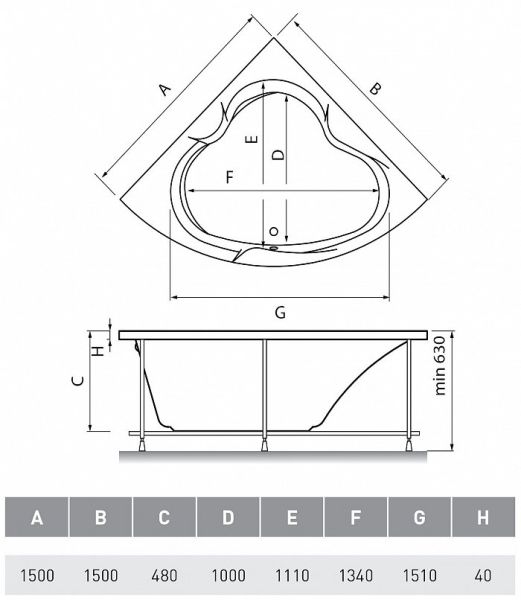 Акриловая ванна Vayer Iryda 150x150 см