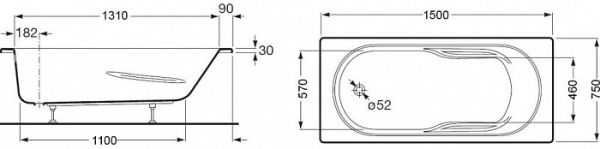 Акриловая ванна Roca Genova N 150х75