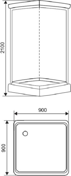 Душевая кабина Arcus Style S-41 90x90 см двери матовые фактурные задние стекла белые матовые