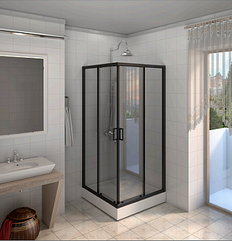 Душевой уголок Radomir 1-09-6-0-0-1680 90x90 см квадратный стекло прозрачное черный