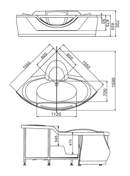Акриловая ванна Gemy G9025 II O
