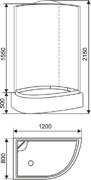 Душевая кабина Arcus AS-109R 120x80 см правая стекла серые тонированные