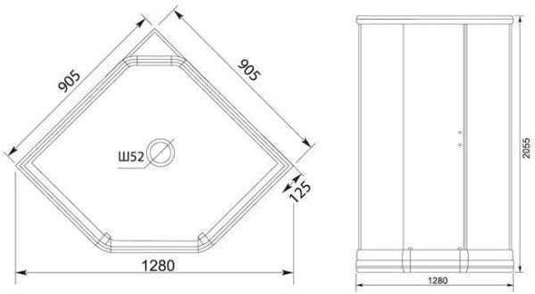 Душевая кабина Aquanet Penta 2 Rain 90.5x90.5 узорчатое стекло
