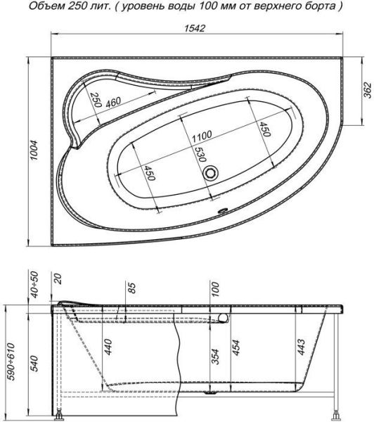 Фронтальная панель для ванны Aquanet Luna 150 L
