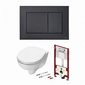 Комплект TECE Now К400407.WC1 подвесной унитаз+ инсталляция+ кнопка смыва черная матовая