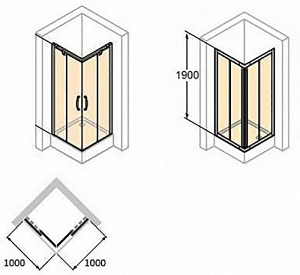 Душевой уголок Huppe X1 140104.069.321 (120104.069.321) 100x100x190 стекло прозрачное