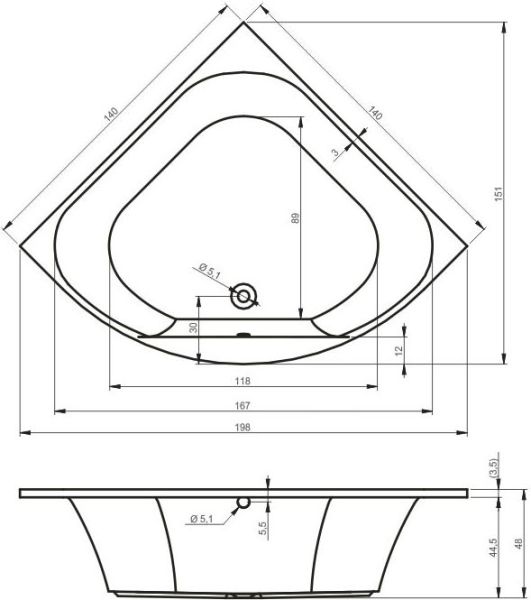 Акриловая ванна Riho Atlanta 140 см