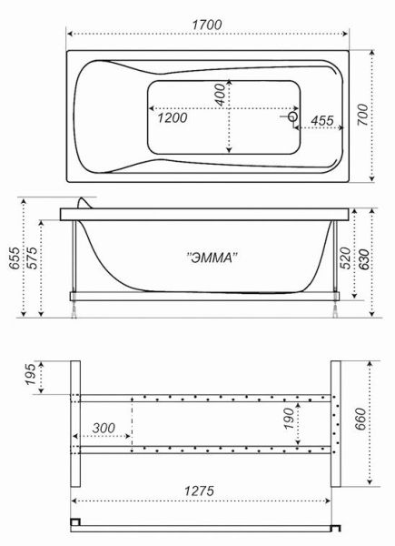 Акриловая ванна Triton Эмма 170x70 см