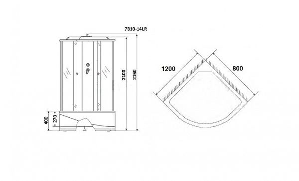 Душевая кабина Niagara NG-7310-14R 120x80 см правая