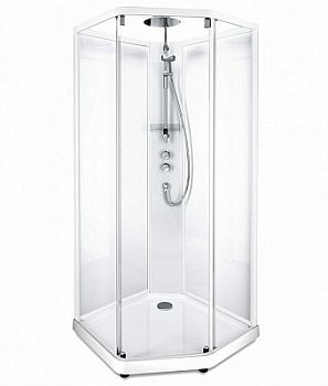 Душевая кабина IDO Showerama 10-5 Comfort 558.203.305 90x80 см стекло прозрачное задние стенки прозрачные профиль белый