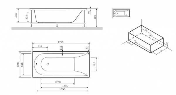 Акриловая ванна Am.Pm Spirit W72A-180-080W-A2 белая 180х80 Акриловая ванна Am.Pm Spirit W72A-180-080W-A2 белая 180х80