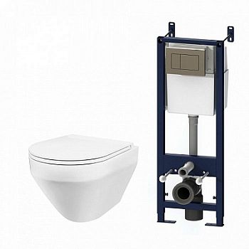 Комплект унитаз с инсталляцией и клавишей Am.Pm Spirit IS3701700 белый с сиденьем с микролифтом