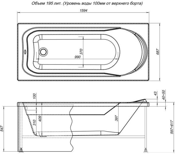 Акриловая ванна Aquanet West 160x70 Акриловая ванна Aquanet West 160x70