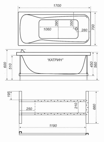 Акриловая ванна Triton Катрин 170x70 см Акриловая ванна Triton Катрин 170x70 см