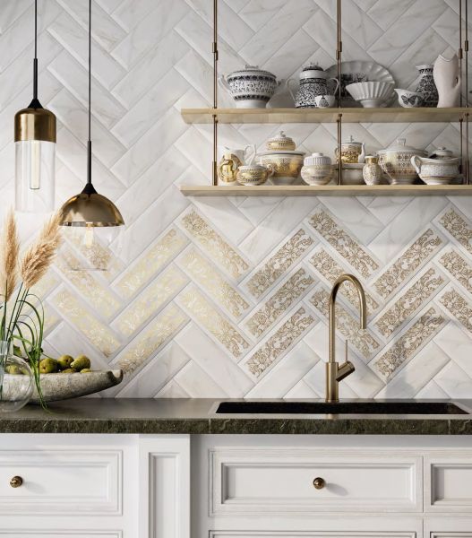 Плитка Дорато белый грань 8,5х28,5