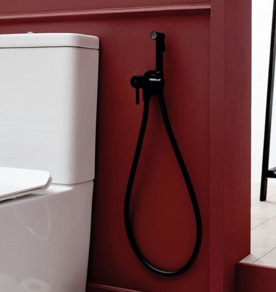 Set гигиен. Душа TWEET ROUND MIX душ и держатель из металла, шланг металл 1200мм, co СМЕСИТЕЛЕМ, цвет Черный матовый