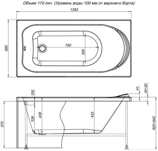 Акриловая ванна Aquanet Nord 140x70 Акриловая ванна Aquanet Nord 140x70