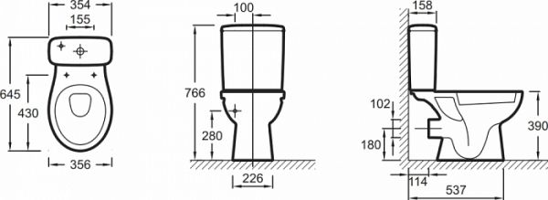Унитаз-компакт Jacob Delafon Patio UJV102-00