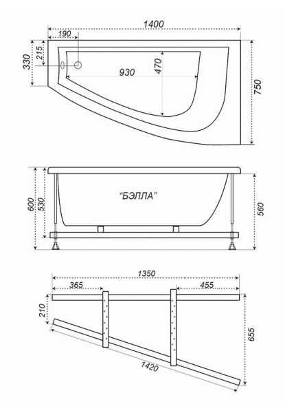 Акриловая ванна Triton Бэлла 140x75 см левая Акриловая ванна Triton Бэлла 140x75 см левая