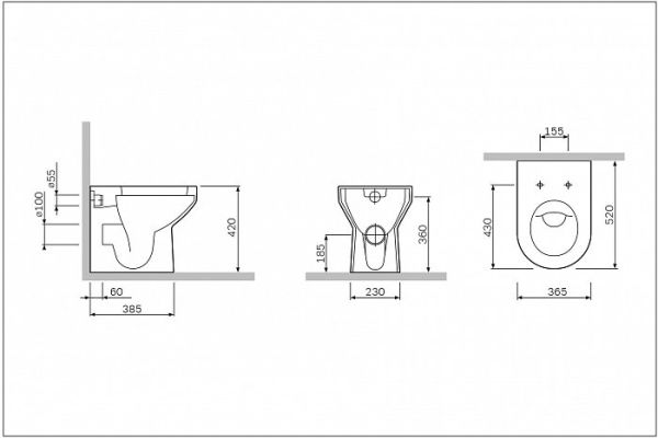 Унитаз приставной Am.Pm Spirit 2.0 C701438WH