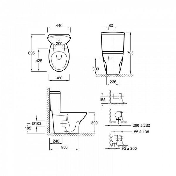 Унитаз-компакт Jacob Delafon Presquile E1472/19077