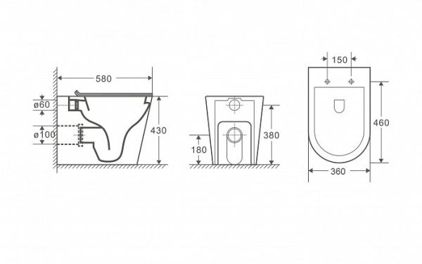Унитаз приставной Grossman GR-PR4450S безободковый с сиденьем с микролифтом, белый