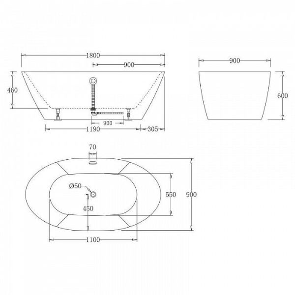 Акриловая ванна BelBagno BB68-1800 180x90 Акриловая ванна BelBagno BB68-1800 180x90