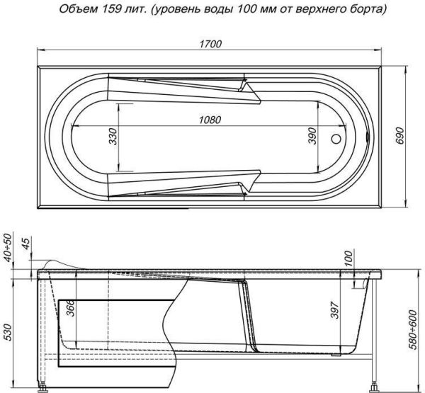 Акриловая ванна Aquanet Hellas 170x70 Акриловая ванна Aquanet Hellas 170x70