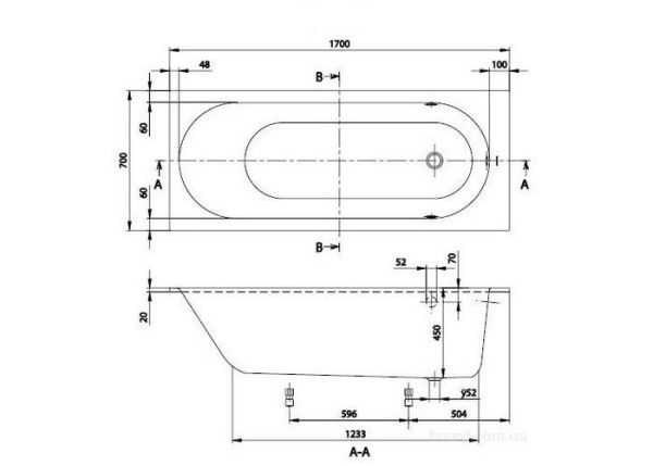 Квариловая ванна Villeroy & Boch Oberon 170x70 см UBQ177OBE2V-01