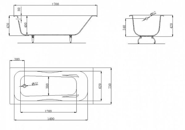 Чугунная ванна OWL 1975 Bjorn 170х75 OWLIB191108 с комплектом ножек