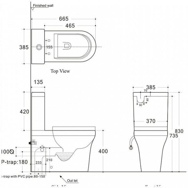Унитаз-компакт Aquanet Rimless Nova-C1 BL-101N-TPT-A